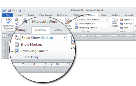There are four ways to view a proofread document